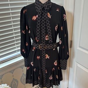 Zimmermann Black and Pink Floral Mini Dress size AU 3